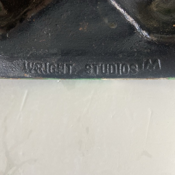 Vintage Wright Studio Cast Iron Teddy Bear Bow Door Stop Home Decor Metal - Picture 5 of 5